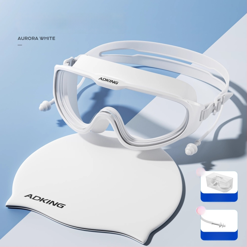 ADKING Peldcepure pieaugušajiem — ūdensizturīga, elpojoša, piemērota gariem matiem, ausu aizsardzība, spandekss-poliesters