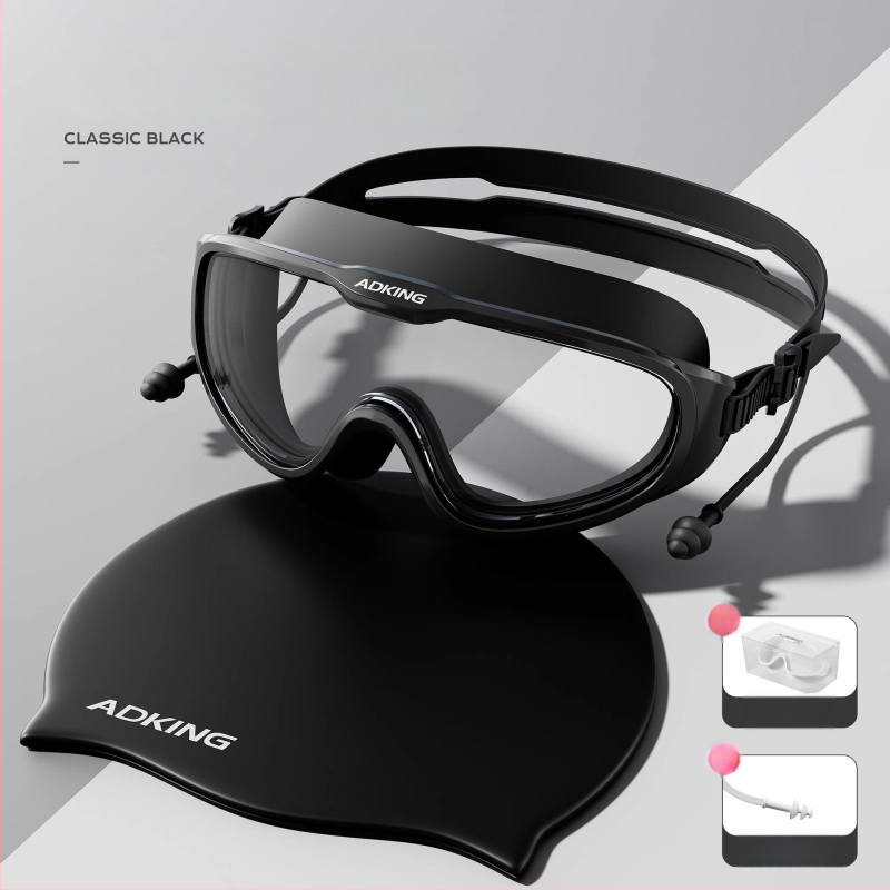 ADKING Peldcepure pieaugušajiem — ūdensizturīga, elpojoša, piemērota gariem matiem, ausu aizsardzība, spandekss-poliesters