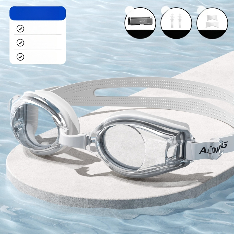 ADKING Peldcepure pieaugušajiem — ūdensizturīga, elpojoša, piemērota gariem matiem, ausu aizsardzība, spandekss-poliesters