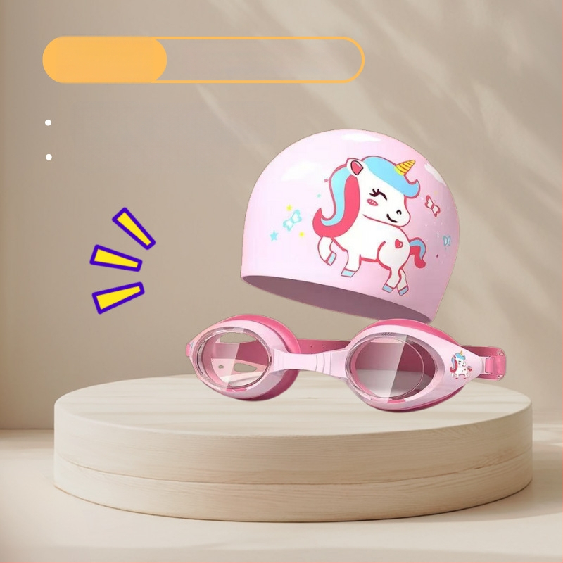 Σετ για παιδιά: καπέλο κολύμβησης από σιλικόνη και γυαλιά κολύμβησης με αντιθαμβωτικά φακοί πολυκαρβονικοί, σχέδιο καρχαρία