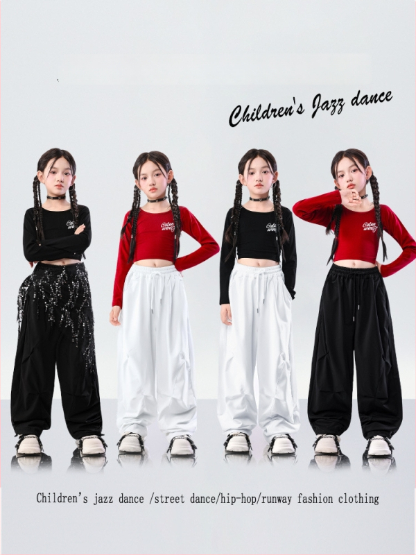 Vaikų džazo šokių komplektas miestui — kroptop mergaitėms, 95% medvilnė, švelni audinio apdaila, 8+ metų, pavasaris-ruduo