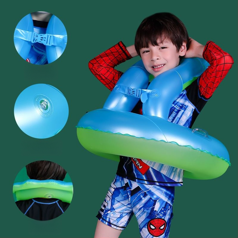 Bērnu peldēšanas riņķis ar paduses dizainu un apgāšanos aizsardzību, PVC materiāls, vienkrāsains raksts