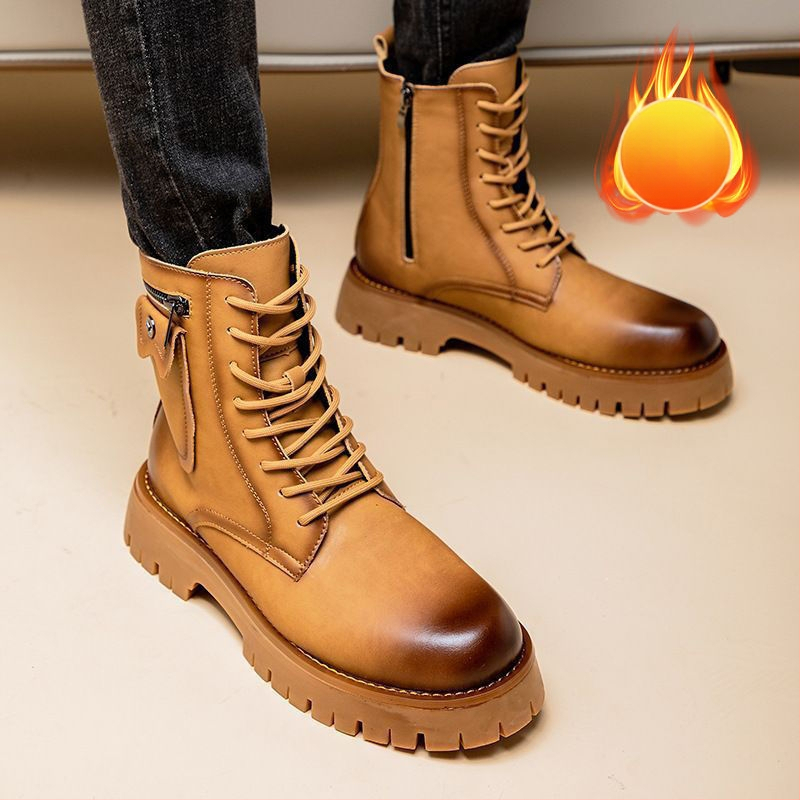 Muške Martin čizme, britanskog stila, gornji dio od mikrovlaknaste kože, flis podstava, debeli gumeni potplat