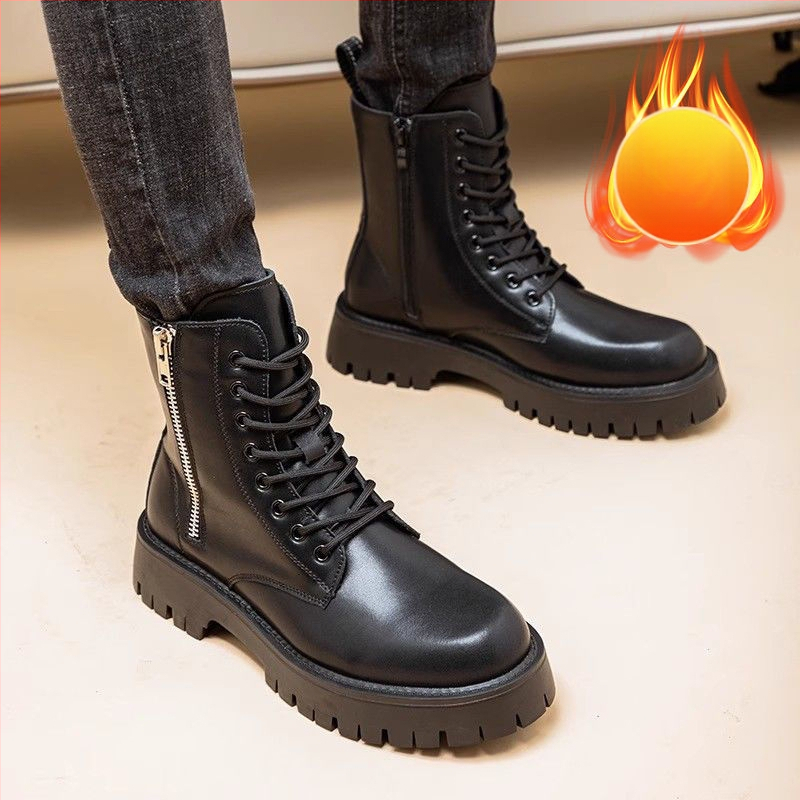 Muške Martin čizme, britanskog stila, gornji dio od mikrovlaknaste kože, flis podstava, debeli gumeni potplat