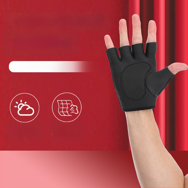 Sporta cimdi ar puspirkstiem velosipēdam un treniņiem — pieaugušajiem, viendzimuma, vidējā biezuma, puspirksta dizains