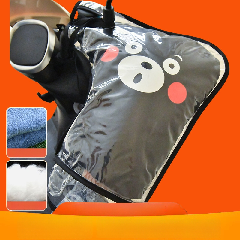 Elektriskā motocikla stūres vāciņš ar ziemas fleece pildījumu, bieza siltinājums, ūdensizturīgs PVC