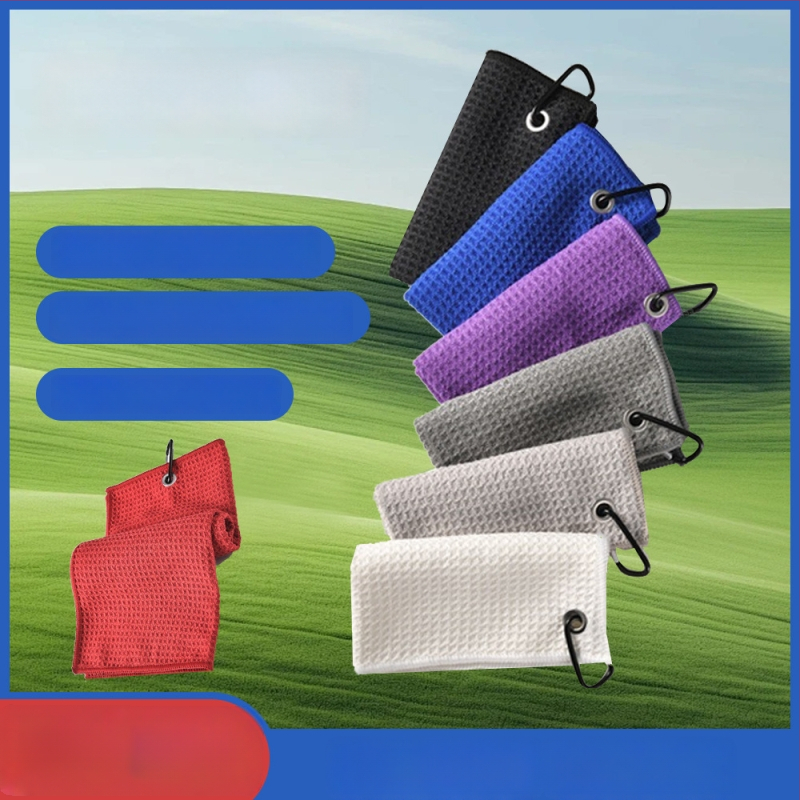 Mikrošķiedras golfa dvielis ar karabīnu, izšūts logotips un drukāts dizains, sporta dvielis golfam, pielāgojams