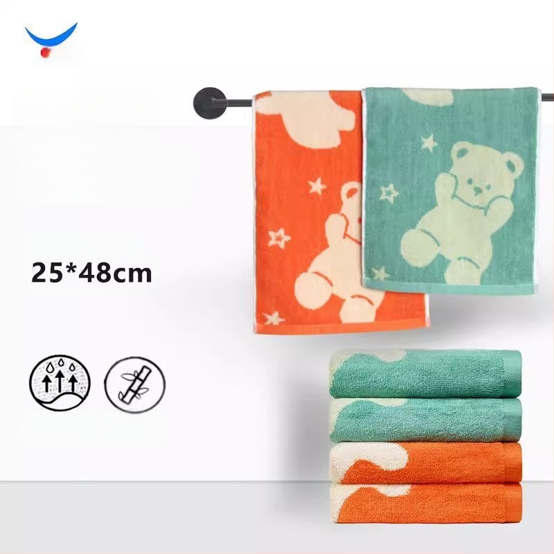 Bambusa šķiedras sejas dvielis bērniem – Jacquard, 55 g, sviedru uzsūkšana 5–10 s, karikatūras dizains