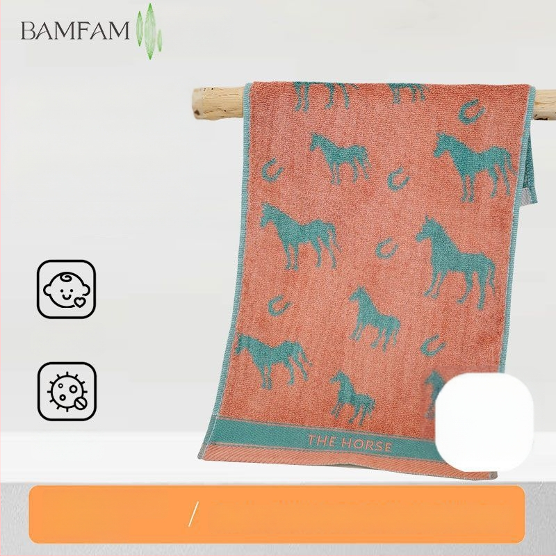 Bambusa šķiedras sejas dvielis bērniem – Jacquard, 55 g, sviedru uzsūkšana 5–10 s, karikatūras dizains