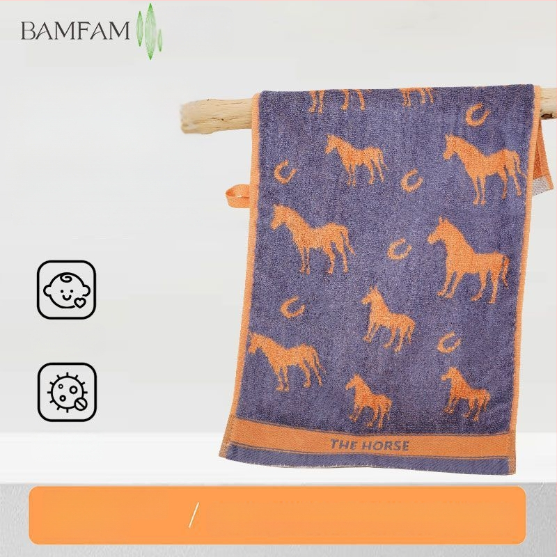 Bambusa šķiedras sejas dvielis bērniem – Jacquard, 55 g, sviedru uzsūkšana 5–10 s, karikatūras dizains