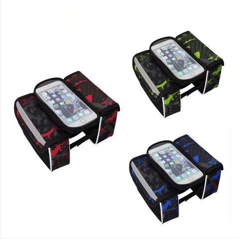 MTB dviratininko krepšiai komplektas: priekinė viršutinės vamzdelio krepšys, jutiklinio ekrano krepšys, viršutinės vamzdelio krepšys, atsparus vandeniui sėdynės krepšys