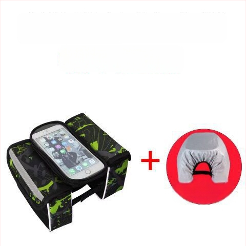 MTB dviratininko krepšiai komplektas: priekinė viršutinės vamzdelio krepšys, jutiklinio ekrano krepšys, viršutinės vamzdelio krepšys, atsparus vandeniui sėdynės krepšys