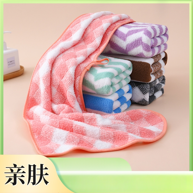 Warp-šūts korāla fleece dvielis sejai, sejai dvielis, 150D, 200 g+, šuvju apdare