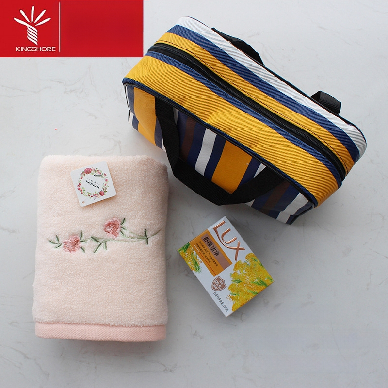 Dāvanas komplekts dvielis un ziepju maisiņš | 100D diegs | vienkāršs audums | sejas dvielis