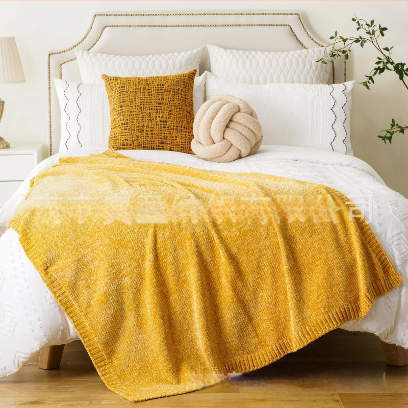 Chenille pleds dīvānam, poliesters, bieza adījums, vienkrāsains, 860–910 g, pielāgojams