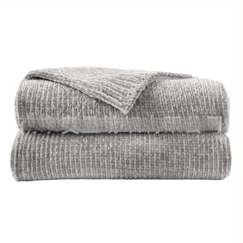 Chenille pleds dīvānam, poliesters, bieza adījums, vienkrāsains, 860–910 g, pielāgojams