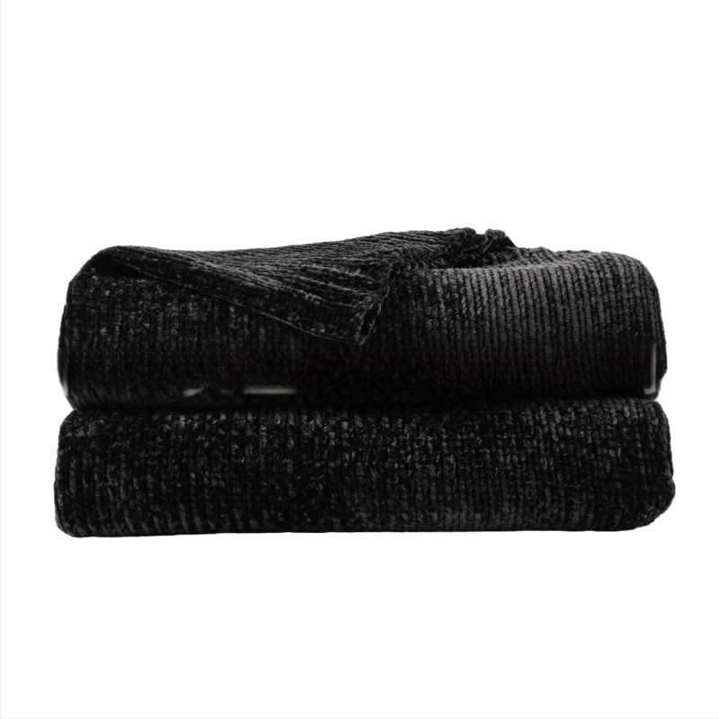 Chenille pleds dīvānam, poliesters, bieza adījums, vienkrāsains, 860–910 g, pielāgojams