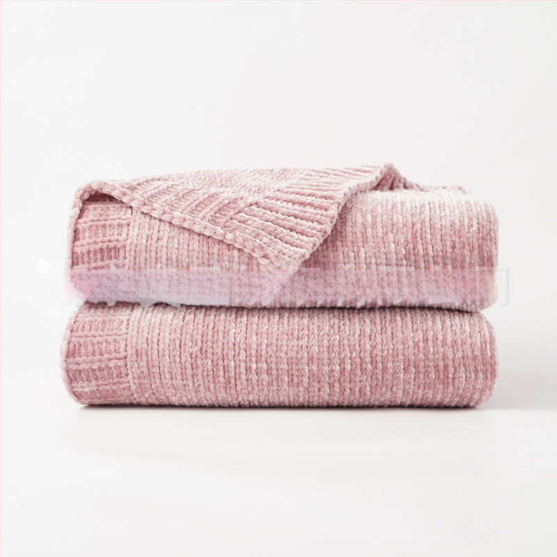 Chenille pleds dīvānam, poliesters, bieza adījums, vienkrāsains, 860–910 g, pielāgojams