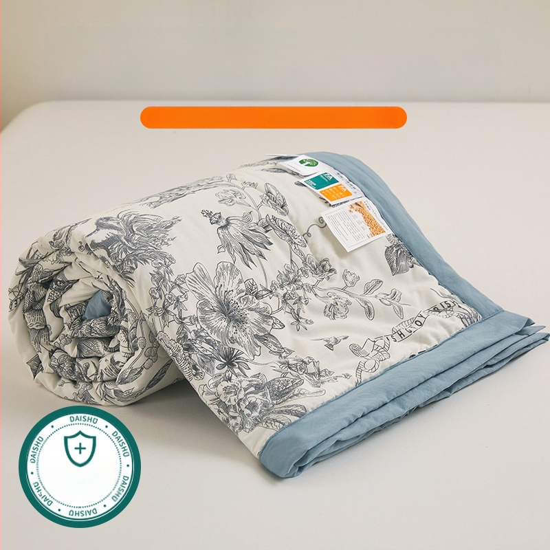 Jielia 7A vasaras kokvilnas sega mazgāšanai, audums no mazgātas kokvilnas, pildījums poliestera šķiedra, reaktīvā druka un krāsošana, stils: mazs svaigs