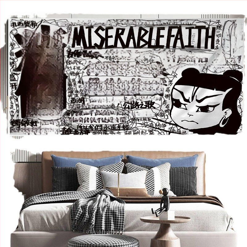 Tapiserija - poliesteres sienas dekors ar ainavu motīvu, taisnstūra forma, neadītā audums, Nacionālais vējš stils; 91–100% poliestera saturs; piemērota dzīvojamai istabai, guļamistabai, ārējiem telpām, restorāniem, vannas istabai, balkoniem, bērnu istabai