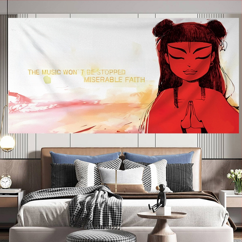 Tapiserija - poliesteres sienas dekors ar ainavu motīvu, taisnstūra forma, neadītā audums, Nacionālais vējš stils; 91–100% poliestera saturs; piemērota dzīvojamai istabai, guļamistabai, ārējiem telpām, restorāniem, vannas istabai, balkoniem, bērnu istabai