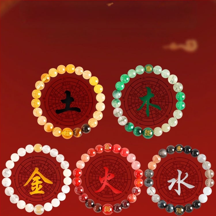 Penkių elementų apyrankė moterims, natūralus kristalas citrinas, rankų darbo, originalus dizainas