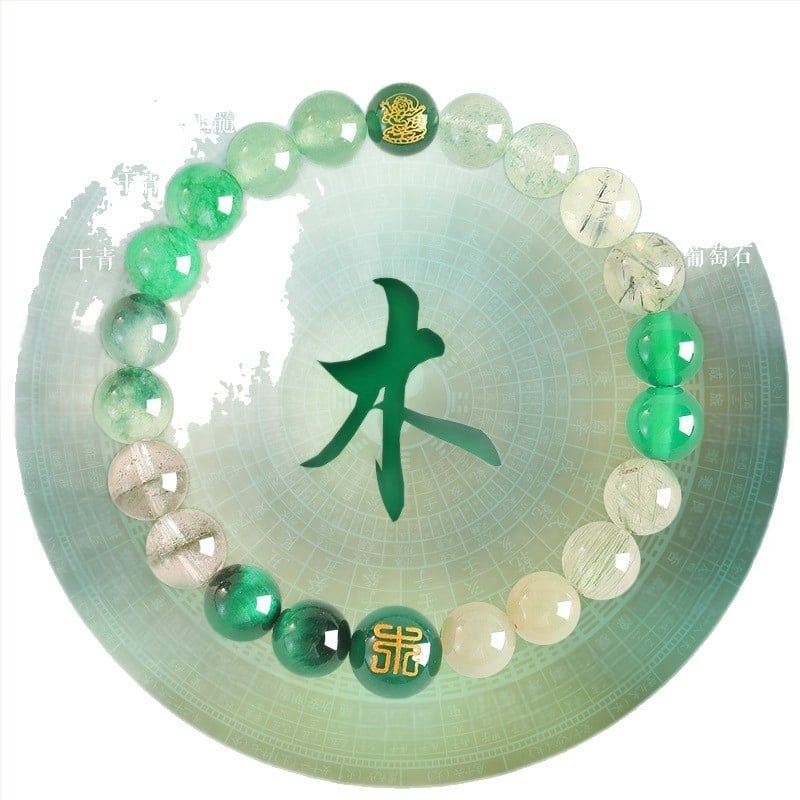 Penkių elementų apyrankė moterims, natūralus kristalas citrinas, rankų darbo, originalus dizainas