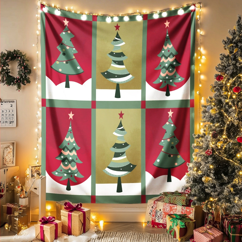 Ziemassvētku sienas gobelis - plūšains audums, poliesters 71–80%, mūsdienīgs minimālisma stils, pielāgojams