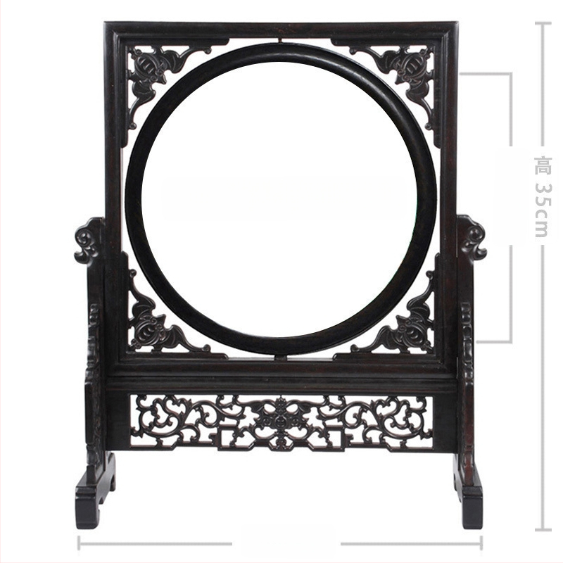 Koka rāmis, divpusējs fotoraams ar Suzhou izšuvumu, plastmasas plāksne, ziedu/zaļumu raksts, etnisks stils