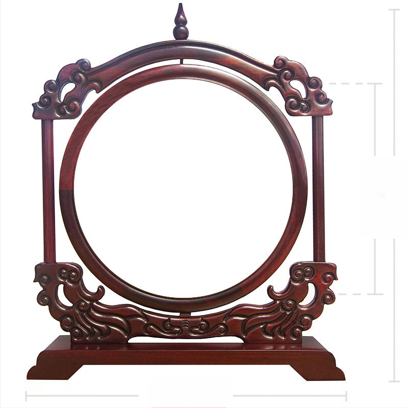 Koka rāmis, divpusējs fotoraams ar Suzhou izšuvumu, plastmasas plāksne, ziedu/zaļumu raksts, etnisks stils