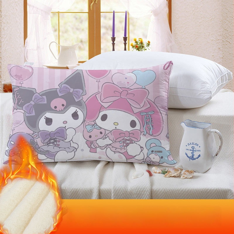 Divpusēja spilvendrāna bērniem Kuromi ar flīsa oderi, digitālā apdruka, 100% poliesters