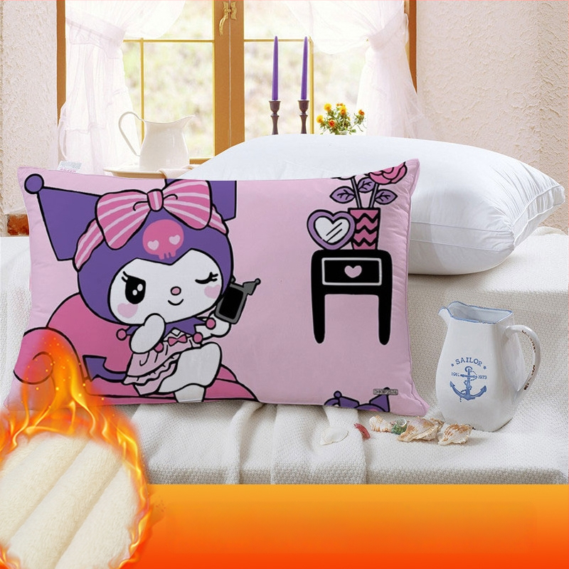 Divpusēja spilvendrāna bērniem Kuromi ar flīsa oderi, digitālā apdruka, 100% poliesters