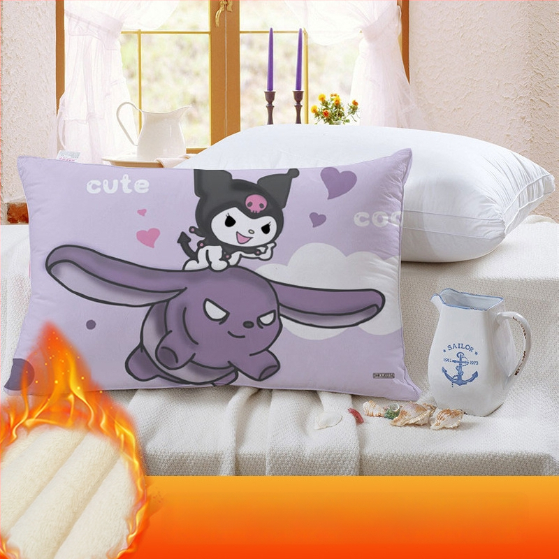 Divpusēja spilvendrāna bērniem Kuromi ar flīsa oderi, digitālā apdruka, 100% poliesters