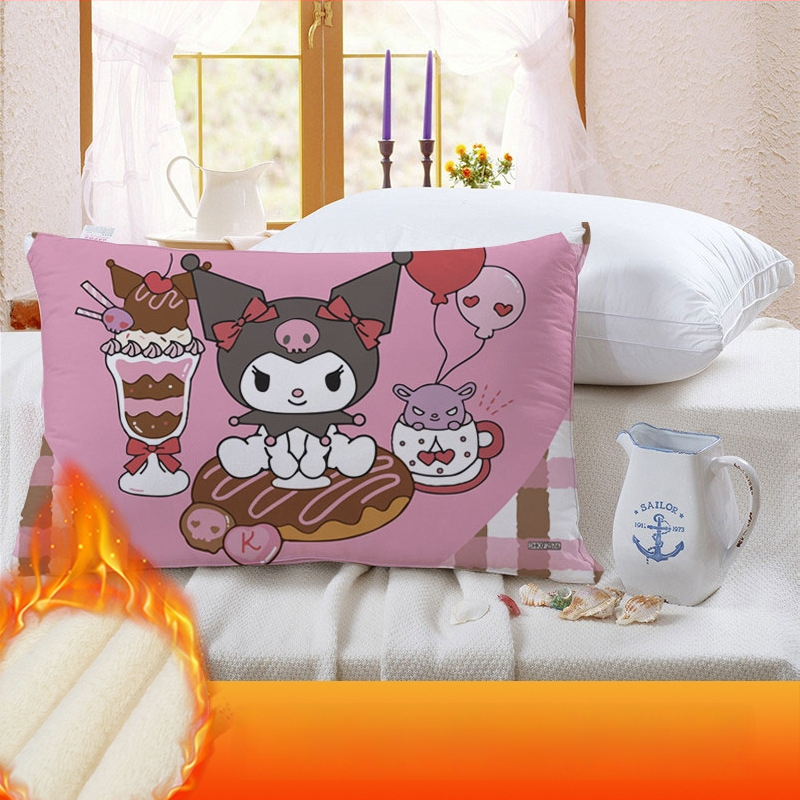 Divpusēja spilvendrāna bērniem Kuromi ar flīsa oderi, digitālā apdruka, 100% poliesters