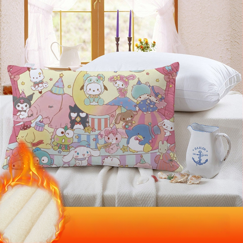 Divpusēja spilvendrāna bērniem Kuromi ar flīsa oderi, digitālā apdruka, 100% poliesters