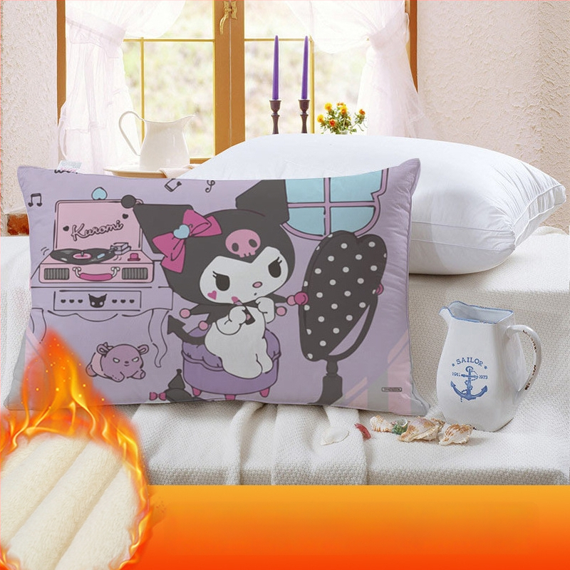 Divpusēja spilvendrāna bērniem Kuromi ar flīsa oderi, digitālā apdruka, 100% poliesters