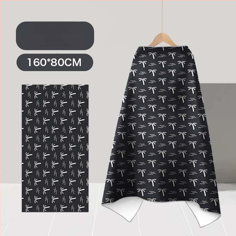 Nēsājamais mikroviļņu dvieļu pludmales pončo – ātri žūst, viegls, ar pogu kapuci; Materiāls: mikrofibra; Svars zem 100 g; Diegs: 150D; Jacquard aušana