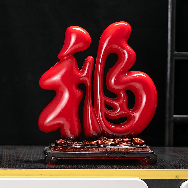 Sveķu briedis figūriņa, ķīniešu stila dekoratīvā skulptūra mājām vai birojam, ideāla dāvana