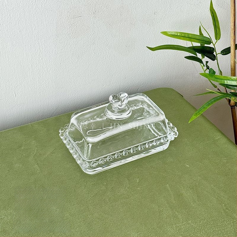 Qianka Stikla augļu un desertu demonstrācijas šķīvis, apaļš, virsma ar intarsiju, franču stils