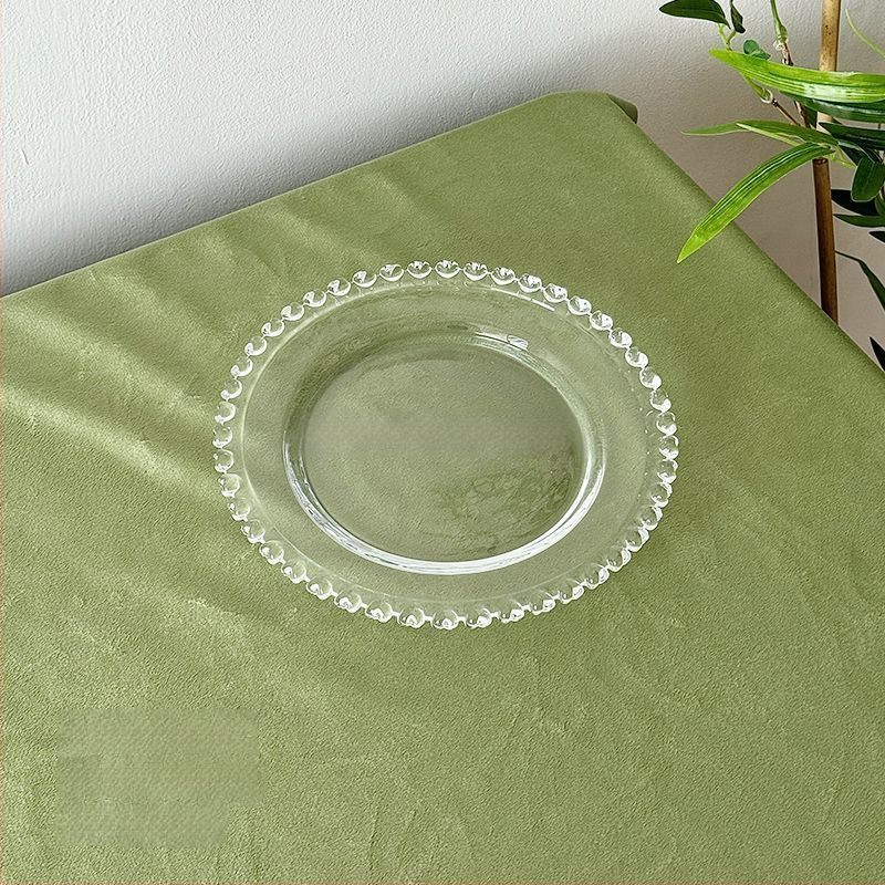 Qianka Stikla augļu un desertu demonstrācijas šķīvis, apaļš, virsma ar intarsiju, franču stils