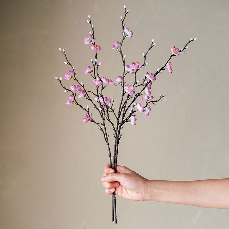 Mākslīga ziedu filiāle no zīda, mājas dekoriem, ar stilizāciju un 3D drukāšanas tekstūru