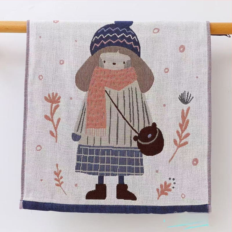 100% kokvilnas kvadrātveļas dvielis, 32 diegu džakvards audums, 50 g, izšūts sejai dvielis