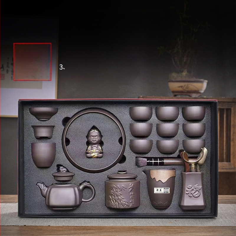 Purple Sand tējas komplekts — roku darbs ar reljefu, dāvanu komplekts 6–9 personām, gaišs luksusa retro stils