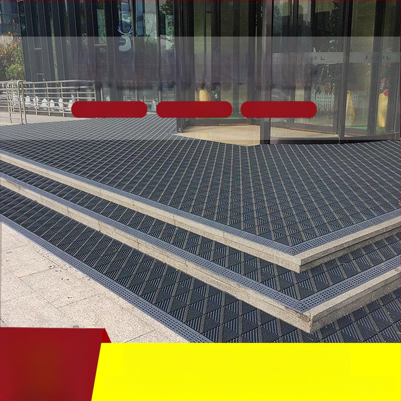 Подова постелка - нехлъзгаща се, външна входна за хотел, събира кал и прах, квадратна, дебелина 2,5 cm, пластмасов полимер, персонализируема за комерсиална употреба