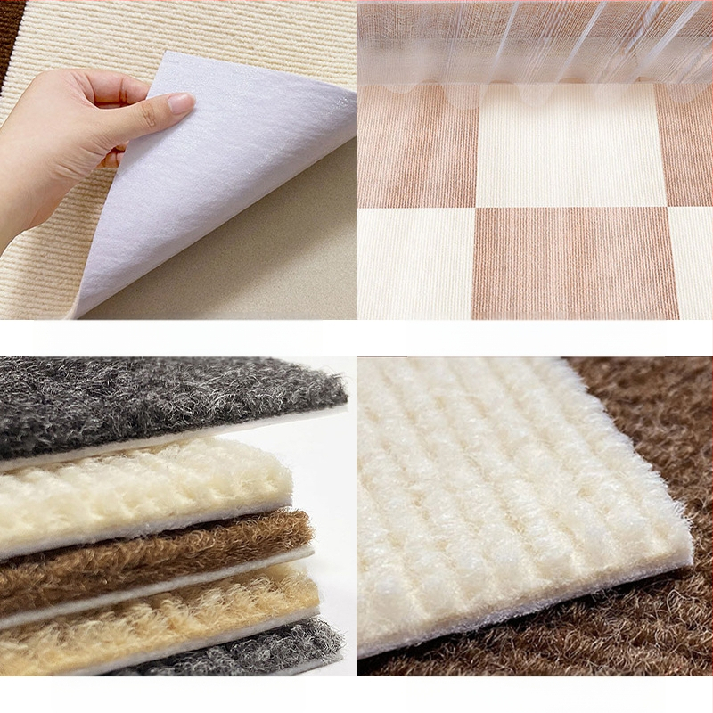 Pašlīmējošas kvadrātveida grīdas plāksnes, poliestera šķiedra, vienots raksts, mazgājam veļas mašīnā, japāņu stils, mūsdienīga vienkāršība