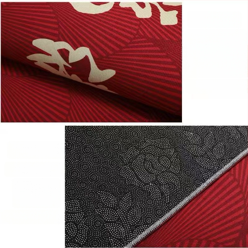 Ķīnas stila ieejas paklājs, poliesters, mašīnu aušana, kvadrātveida, svītras/krāsu bloki/audzē un ziedi, mazgājams