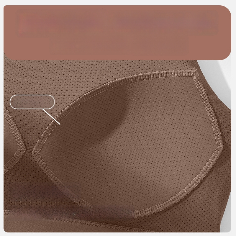 Γυναικείο αθλητικό σουτιέν με ενιαία σταθερή επένδυση στήθους, βασικό ύφασμα νάιλον, επένδυση από σπαντέξ (30–50%), χωρίς ιμάντες, τριγωνικά cups, μεσαίο σχήμα καλουπιού, απορροφά τον ιδρώτα, για τρέξιμο και γιόγκα