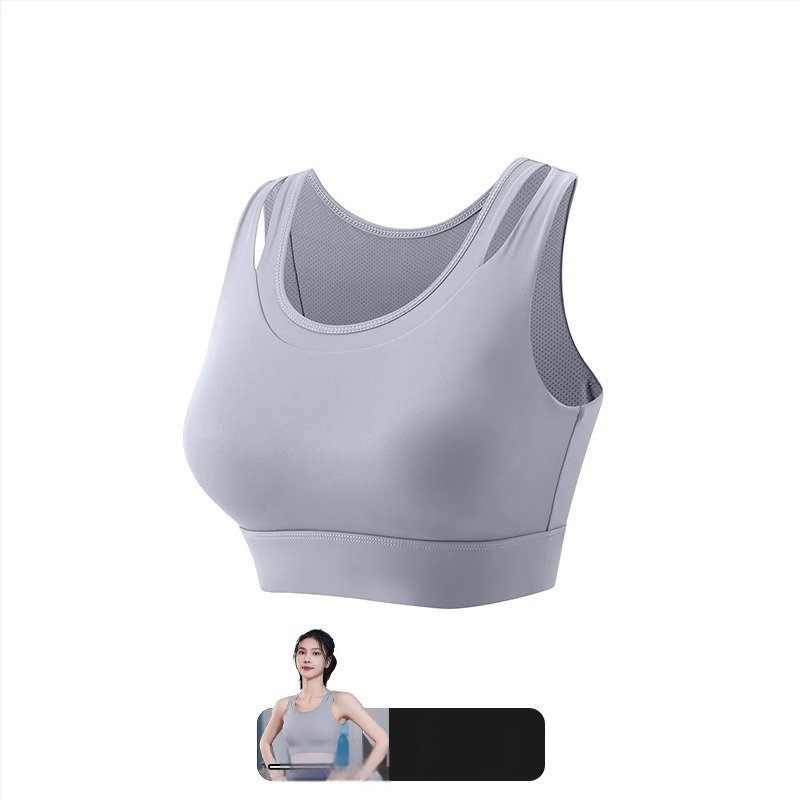 Γυναικείο αθλητικό σουτιέν με ενιαία σταθερή επένδυση στήθους, βασικό ύφασμα νάιλον, επένδυση από σπαντέξ (30–50%), χωρίς ιμάντες, τριγωνικά cups, μεσαίο σχήμα καλουπιού, απορροφά τον ιδρώτα, για τρέξιμο και γιόγκα