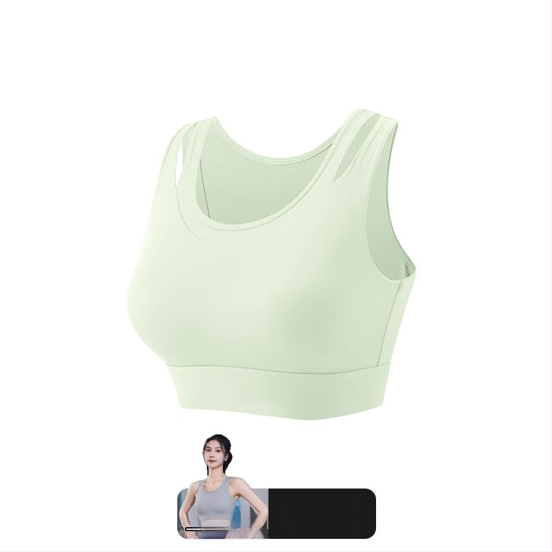 Γυναικείο αθλητικό σουτιέν με ενιαία σταθερή επένδυση στήθους, βασικό ύφασμα νάιλον, επένδυση από σπαντέξ (30–50%), χωρίς ιμάντες, τριγωνικά cups, μεσαίο σχήμα καλουπιού, απορροφά τον ιδρώτα, για τρέξιμο και γιόγκα