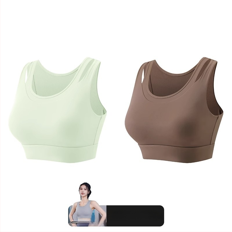 Γυναικείο αθλητικό σουτιέν με ενιαία σταθερή επένδυση στήθους, βασικό ύφασμα νάιλον, επένδυση από σπαντέξ (30–50%), χωρίς ιμάντες, τριγωνικά cups, μεσαίο σχήμα καλουπιού, απορροφά τον ιδρώτα, για τρέξιμο και γιόγκα
